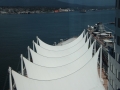 Our view of Canada Place Sails and Cruise Ship Terminal