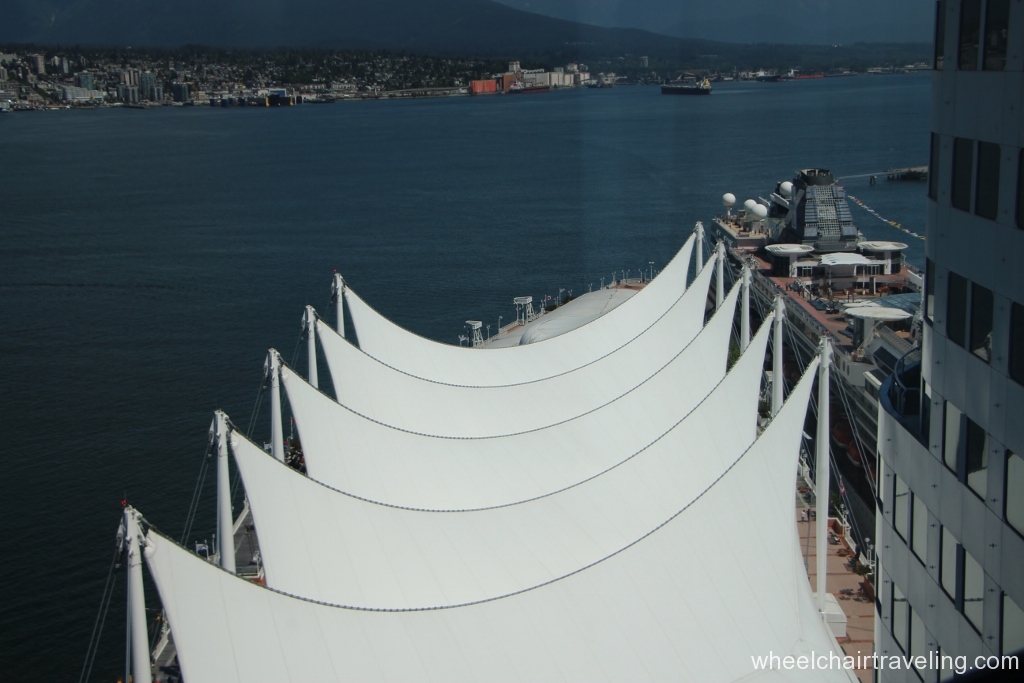 Our view of Canada Place Sails and Cruise Ship Terminal